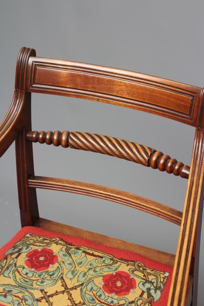A LATE GEORGIAN MAHOGANY ELBOW CHAIR Image