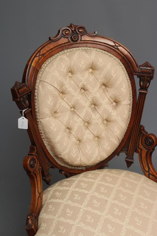 A LADY'S AND A GENTLEMAN'S VICTORIAN WALNUT SHOW FRAME EASY CHAIRS Image