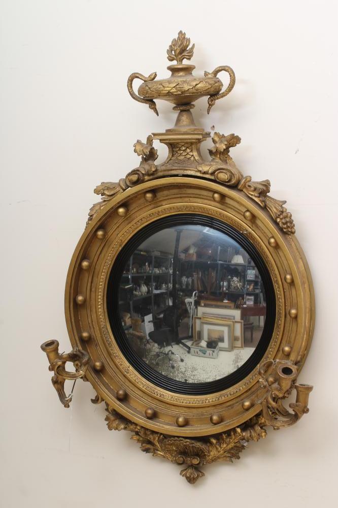 A REGENCY CONVEX MIRROR Image