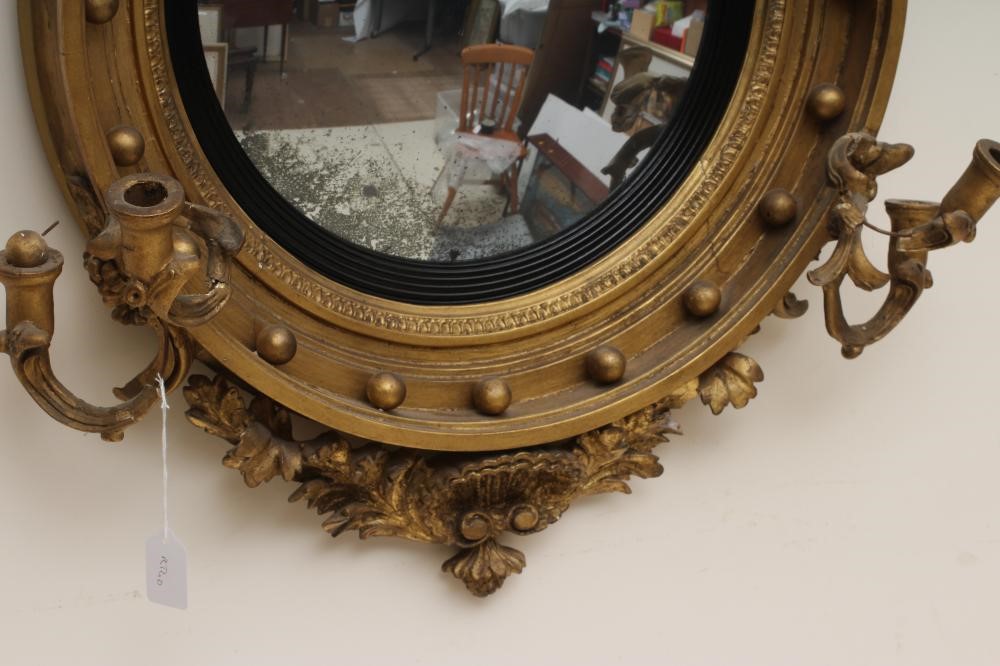 A REGENCY CONVEX MIRROR Image
