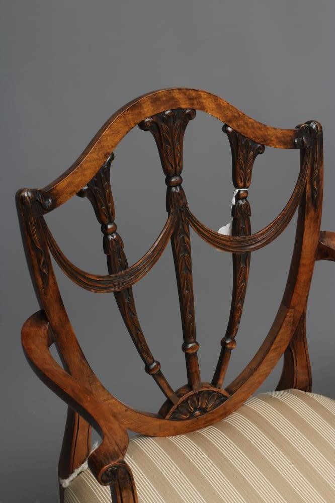 A PAIR OF GEORGIAN DESIGN MAHOGANY SHIELD BACK ELBOW CHAIRS Image