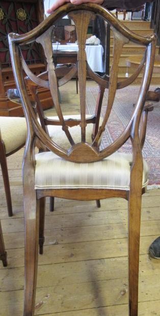 A PAIR OF GEORGIAN DESIGN MAHOGANY SHIELD BACK ELBOW CHAIRS Image
