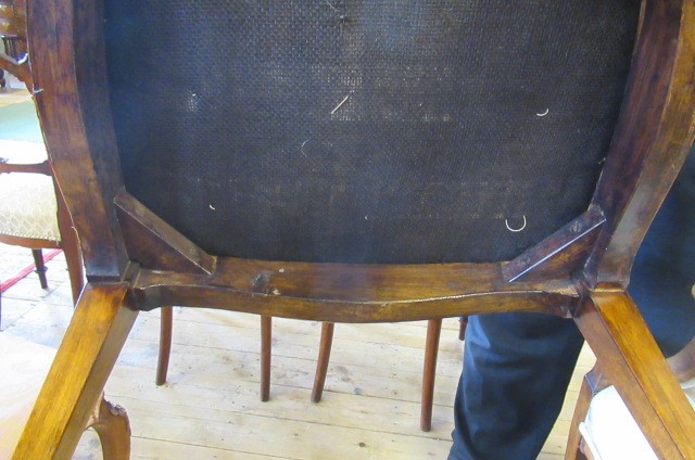 A PAIR OF GEORGIAN DESIGN MAHOGANY SHIELD BACK ELBOW CHAIRS Image