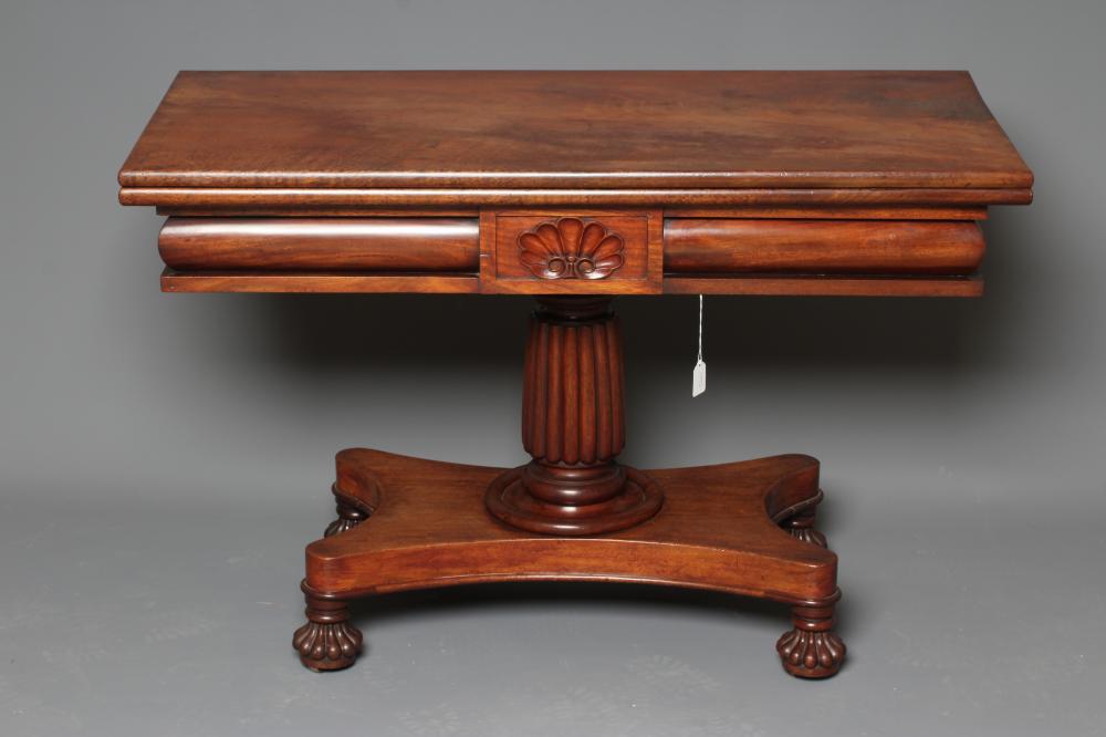 A LARGE EARLY VICTORIAN MAHOGANY FOLDING TEA TABLE Image