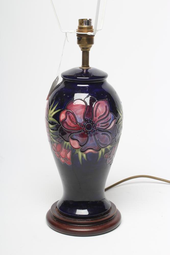 A MOORCROFT POTTERY ANEMONE PATTERN TABLE LAMP BASE Image