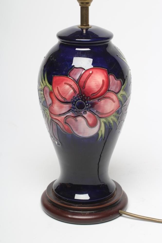 A MOORCROFT POTTERY ANEMONE PATTERN TABLE LAMP BASE Image