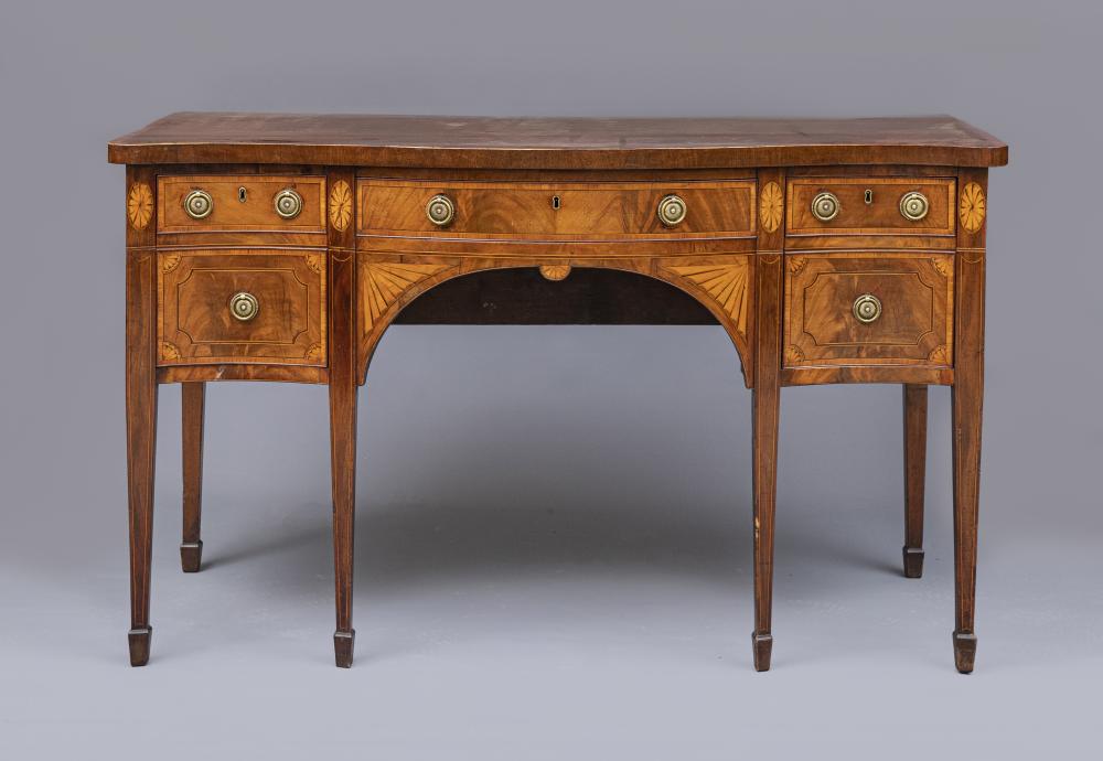 A GEORGIAN MAHOGANY AND MARQUETRY SIDEBOARD Image