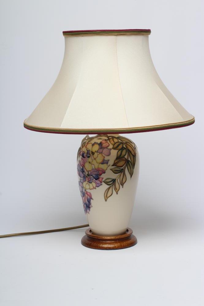 A MOORCROFT POTTERY WISTERIA PATTERN TABLE LAMP BASE Image