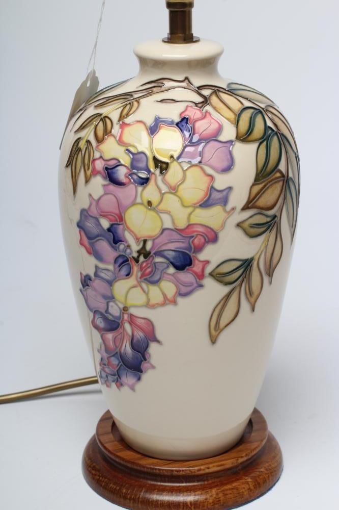 A MOORCROFT POTTERY WISTERIA PATTERN TABLE LAMP BASE Image