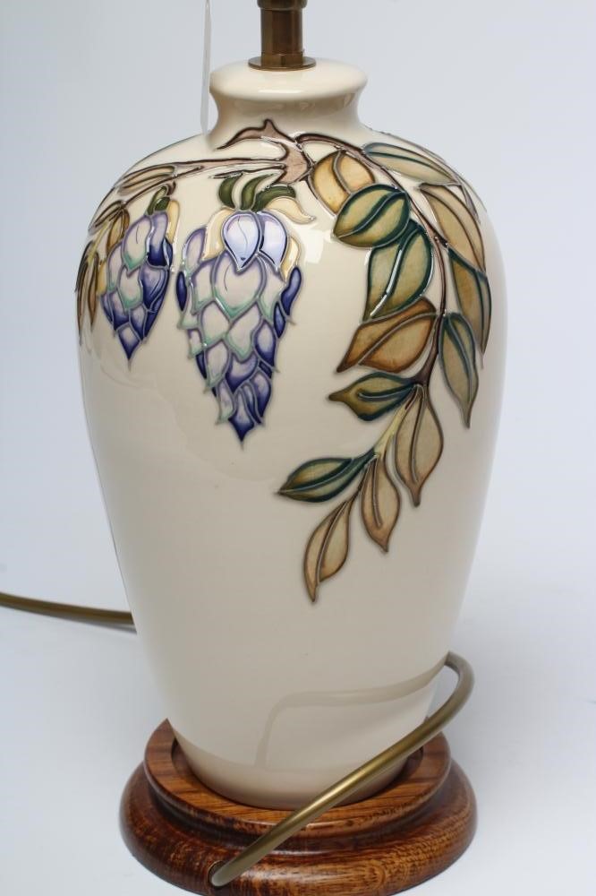 A MOORCROFT POTTERY WISTERIA PATTERN TABLE LAMP BASE Image