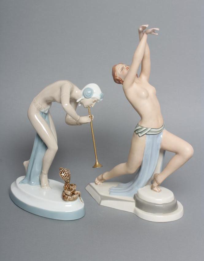 TWO ROYAL DUX PORCELAIN EGYPTIANESQUE FIGURES Image