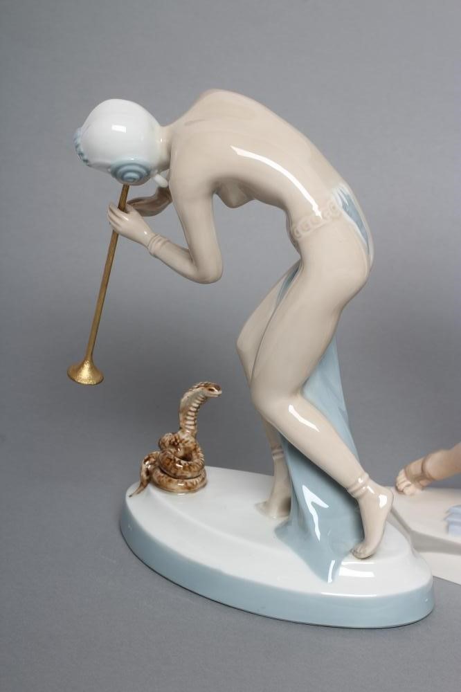 TWO ROYAL DUX PORCELAIN EGYPTIANESQUE FIGURES Image