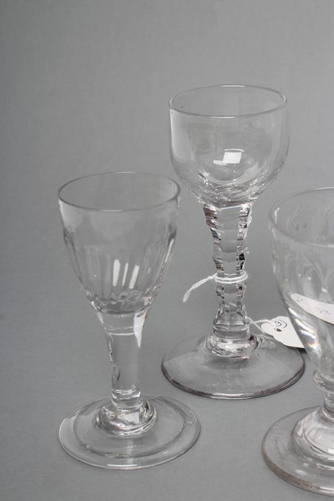 A COLLECTION OF NINE GEORGIAN AND LATER GLASSES including a cordial glass with facet cut stem Image