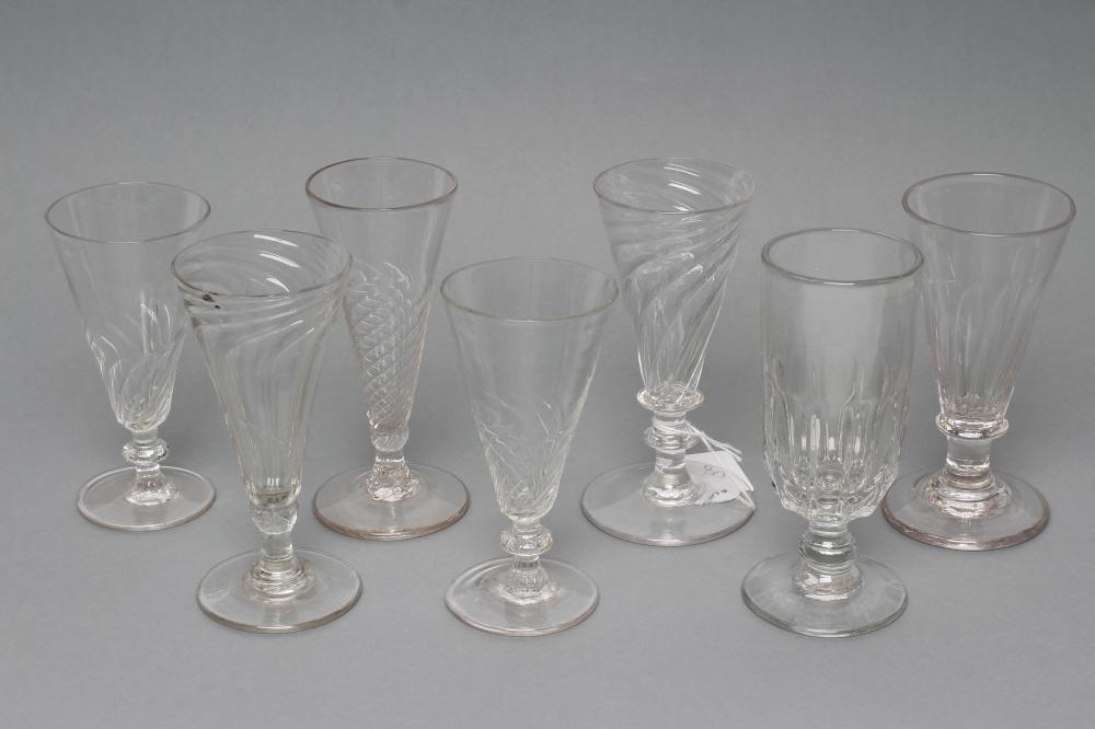TWO SIMILAR DWARF GLASS ALE FLUTES Image