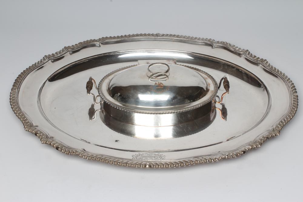 AN OLD SHEFFIELD PLATE LARGE MEAT PLATE Image