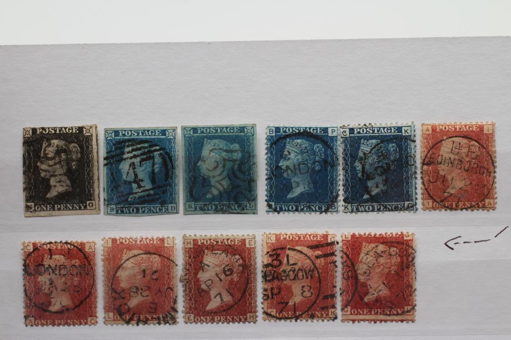 TWO 1841 2d BLUES AND PENNY BLACK together with very fine used line engraved (Est. plus 21% premium Image