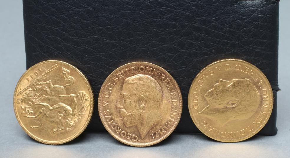 THREE GEORGE V HALF SOVEREIGNS Image