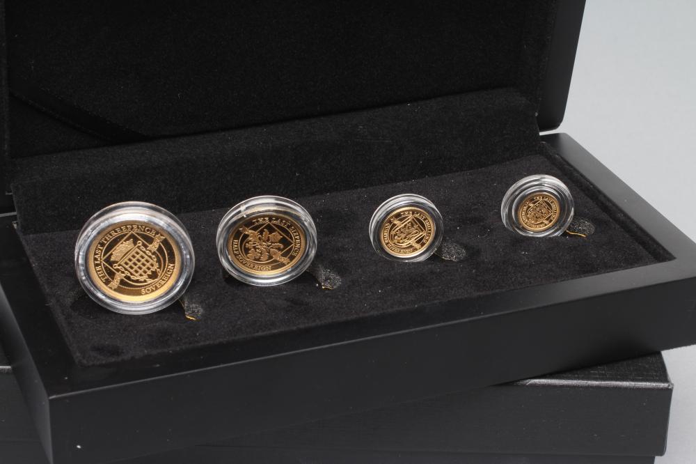 AN ELIZABETH II PRE-DECIMAL 50TH ANNIVERSARY PROOF GOLD SOVEREIGN PRESTIGE FOUR COIN SET Image