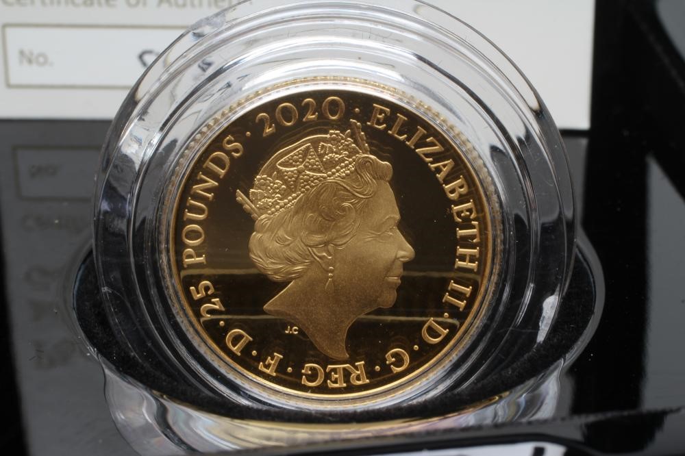 AN ELIZABETH II 007 "PAY ATTENTION 007" 1/4OZ GOLD PROOF COIN Image