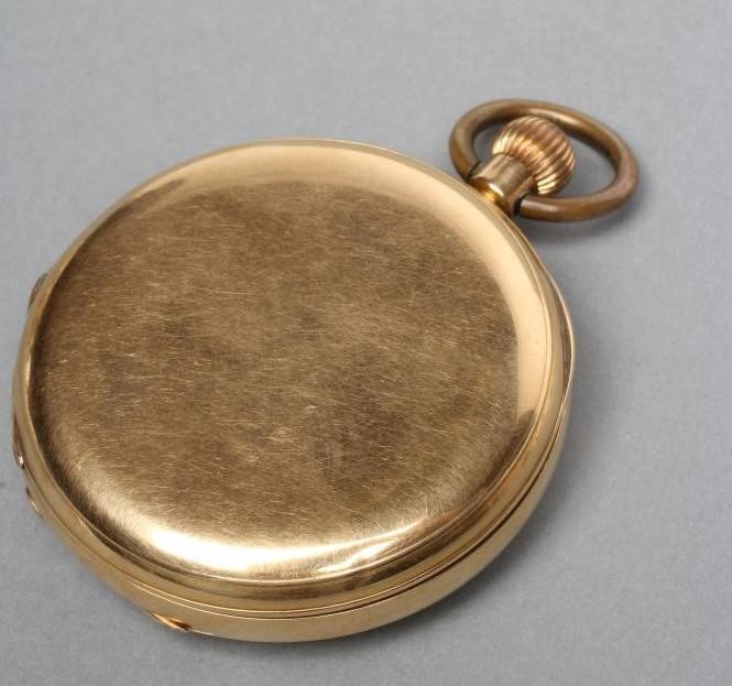 A VICTORIAN 18CT GOLD TOP WIND HUNTER CHRONOGRAPH Image