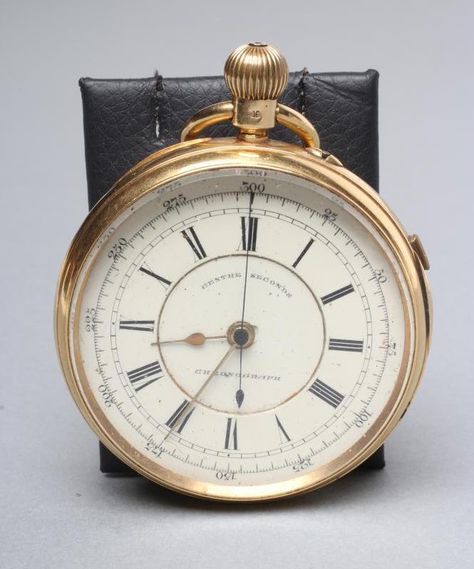 A VICTORIAN 18CT GOLD TOP WIND CHRONOGRAPH Image