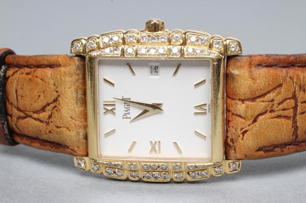 A LADY'S 18CT GOLD AND DIAMOND PIAGET WRISTWATCH Image
