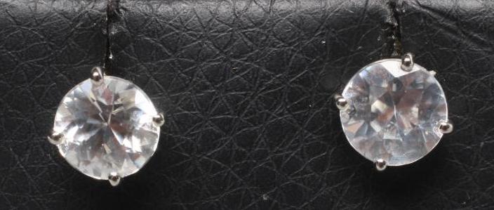 A PAIR OF PLATINUM EAR STUDS Image