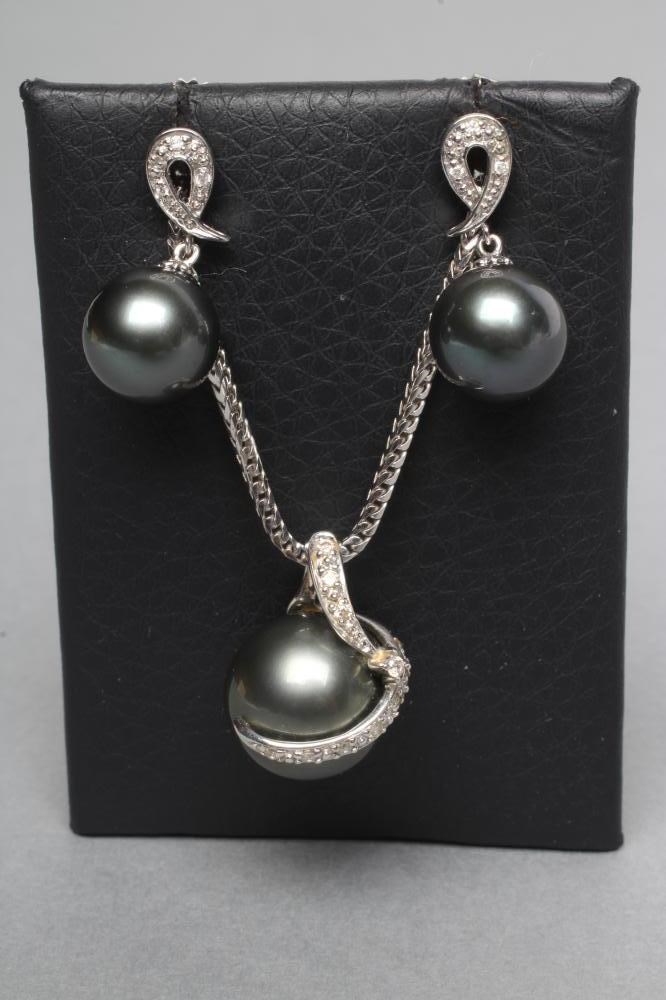 A TAHITIAN PEARL AND DIAMOND PENDANT Image
