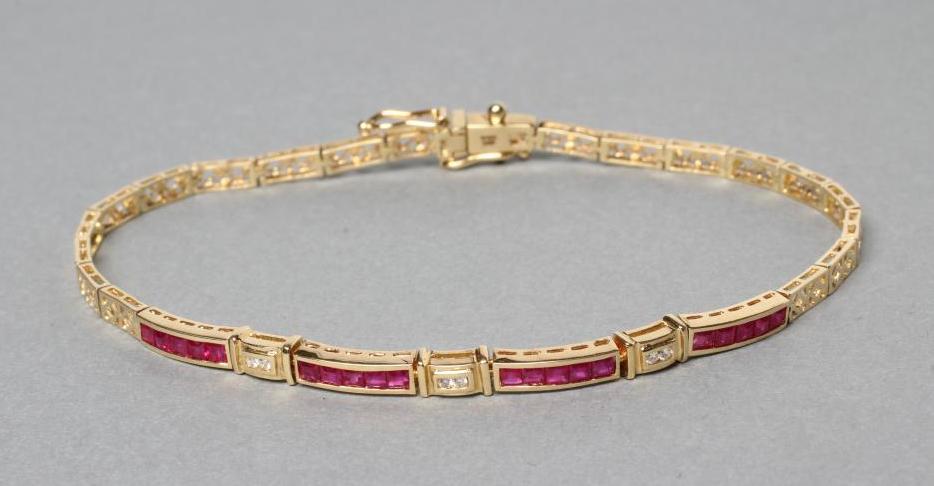 A RUBY AND DIAMOND BRACELET Image