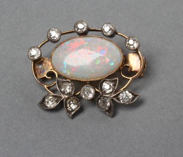 AN OPAL AND DIAMOND BROOCH Image