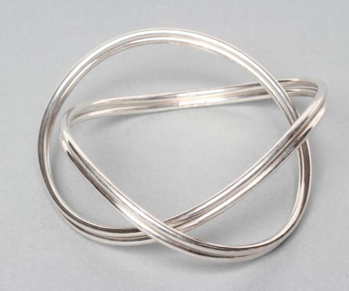 A GEORG JENSEN SILVER DOUBLE "ALLIANCE" BANGLE Image