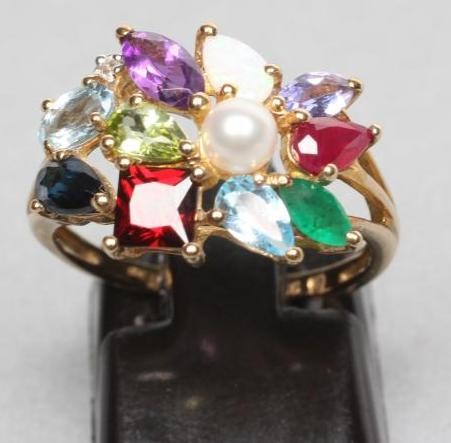 A CONTINENTAL "TUTTI FRUTTI" COCKTAIL RING Image