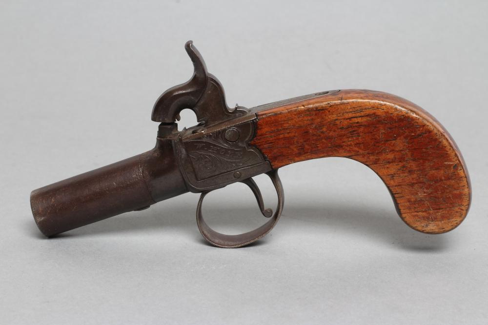 A PERCUSSION POCKET PISTOL BY W. HOLE OF BRISTOL Image