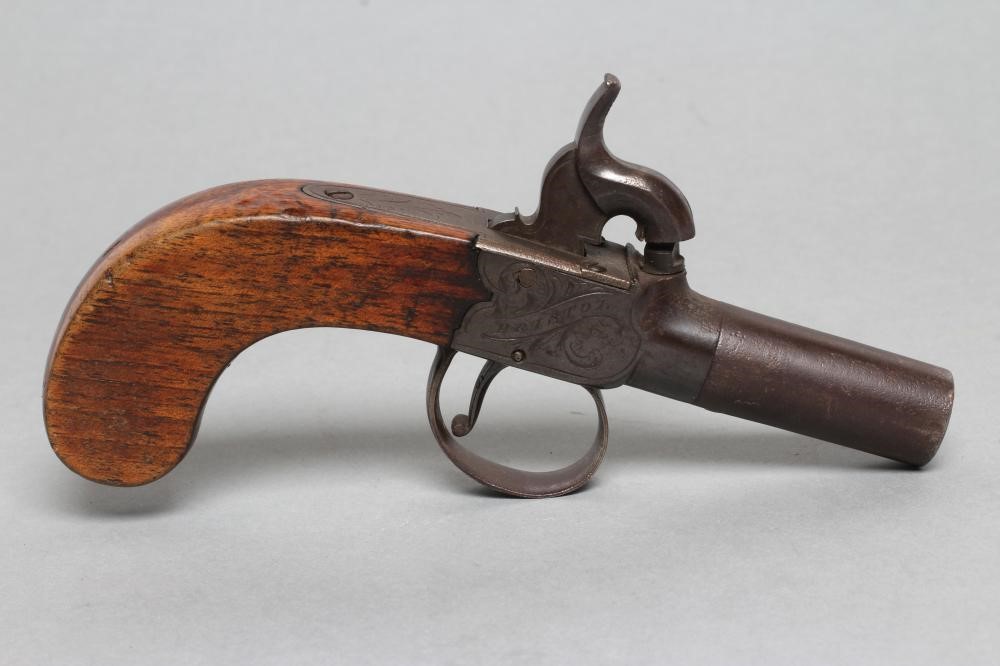 A PERCUSSION POCKET PISTOL BY W. HOLE OF BRISTOL Image