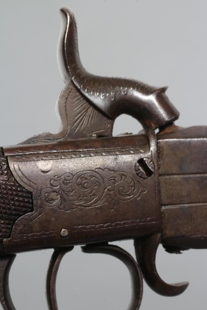 A PERCUSSION OVER & UNDER DOUBLE BARRELLED PISTOL Image