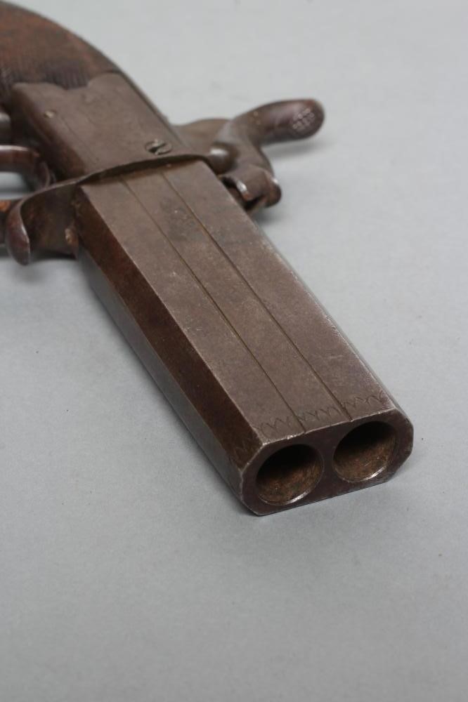 A PERCUSSION OVER & UNDER DOUBLE BARRELLED PISTOL Image