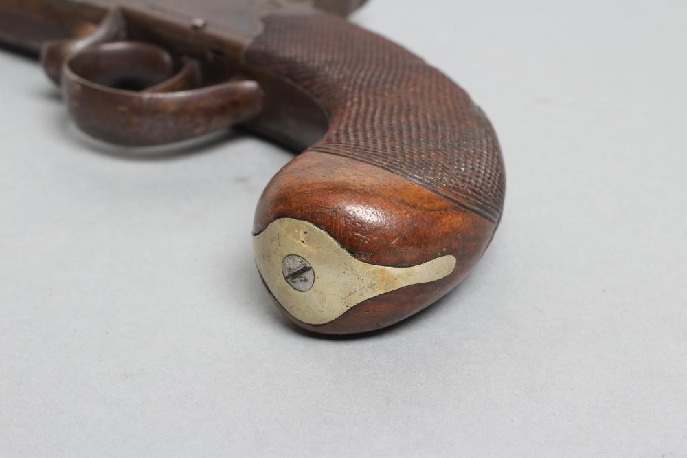 A PERCUSSION OVER & UNDER DOUBLE BARRELLED PISTOL Image