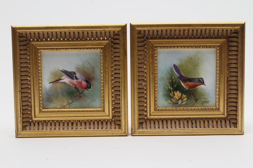 A PAIR OF SQUARE PORCELAIN PLAQUES Image