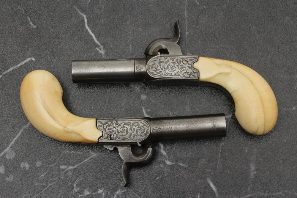 A PAIR OF BELGIAN PERCUSSION POCKET PISTOLS Image