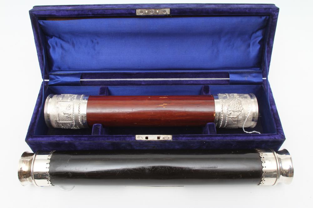 A CREAM SILK PRINTED "WELCOMING" SCROLL 1929 from the "Members of the Kshattriya Samiti" Image