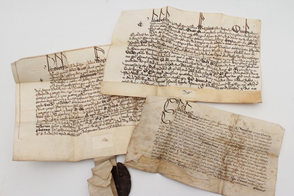 TWO ELIZABETH I VELLUM DOCUMENTS Image