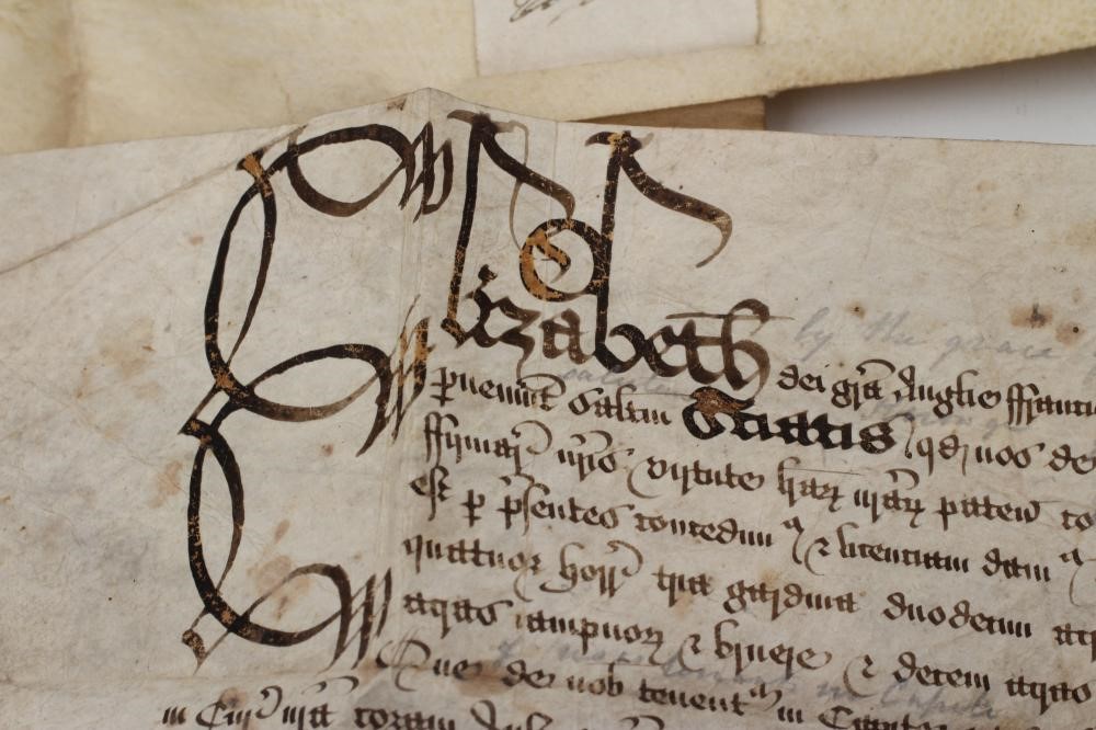 TWO ELIZABETH I VELLUM DOCUMENTS Image