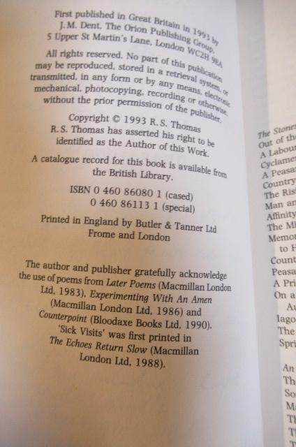 R.S. THOMAS - Collected Poems 1945-1990 Image