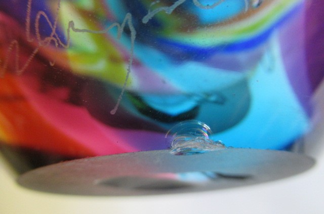 A PETER LAYTON GLASS VASE of rounded conical form with blue Image