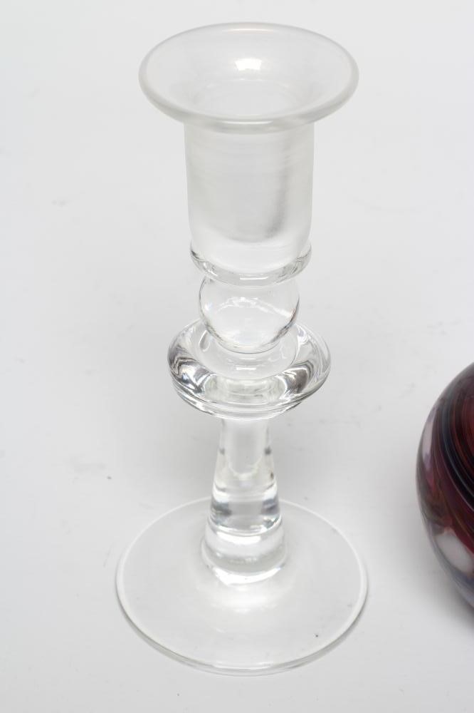 A DAVID WALLACE CLEAR GLASS CANDLESTICK Image