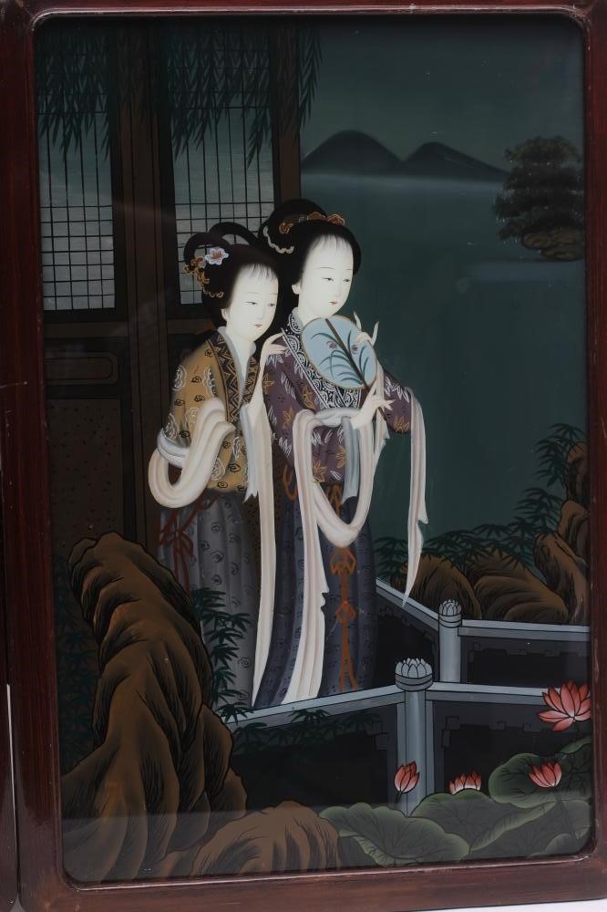 A PAIR OF CHINESE REVERSE PAINTINGS ON GLASS Image