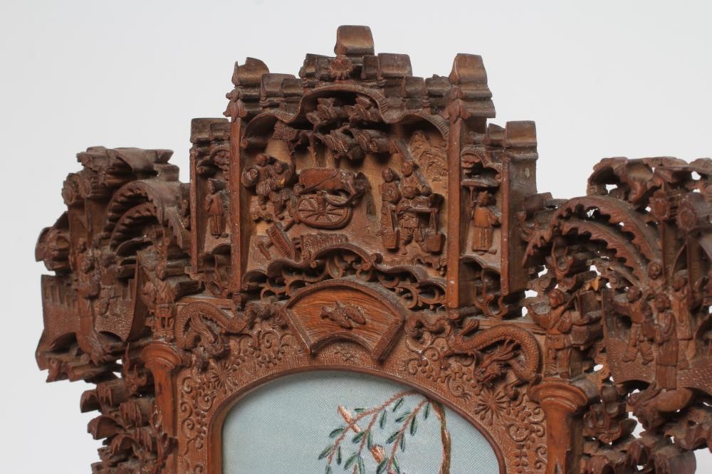 A PAIR OF CANTONESE SOFTWOOD WALL HANGING FRAMES Image