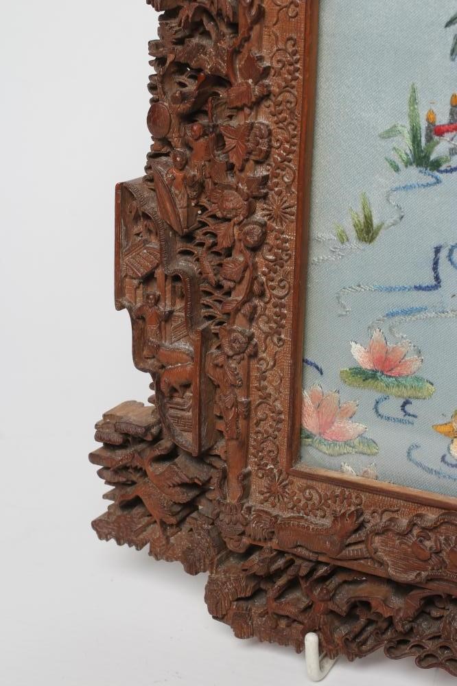 A PAIR OF CANTONESE SOFTWOOD WALL HANGING FRAMES Image