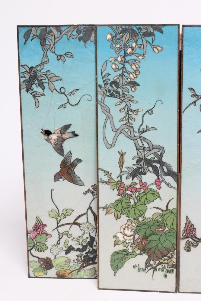A SET OF FOUR CHINESE CLOISONNE ENAMEL PLAQUES of plain vertical oblong form Image