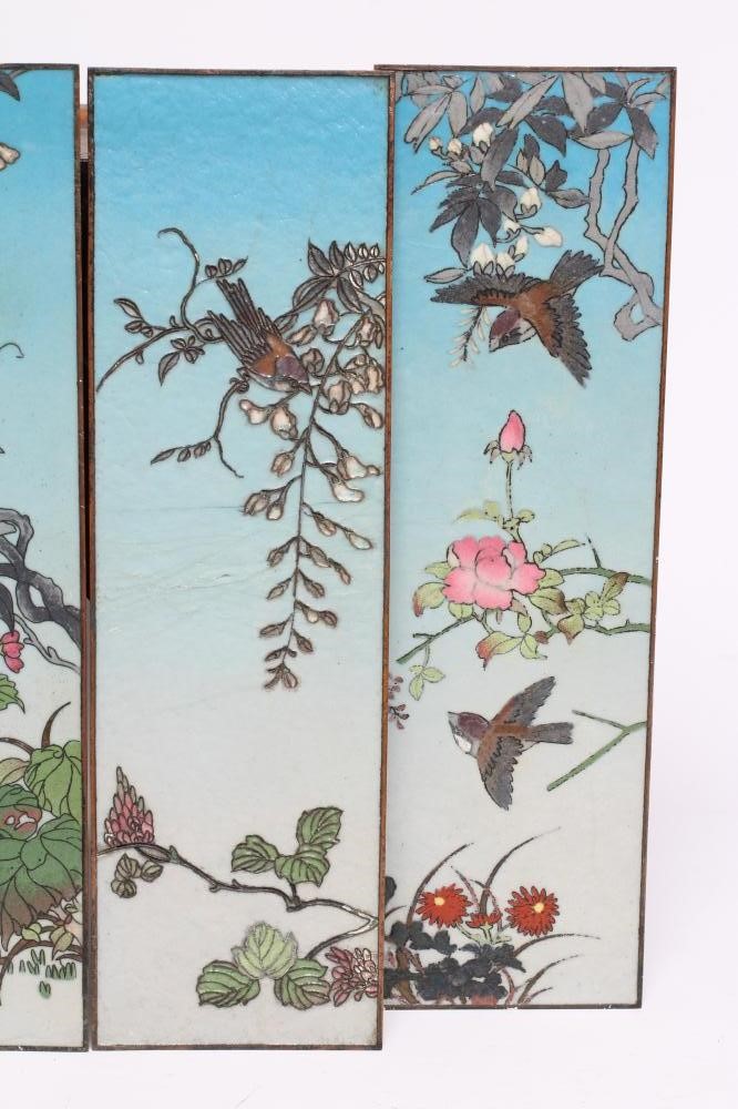 A SET OF FOUR CHINESE CLOISONNE ENAMEL PLAQUES of plain vertical oblong form Image